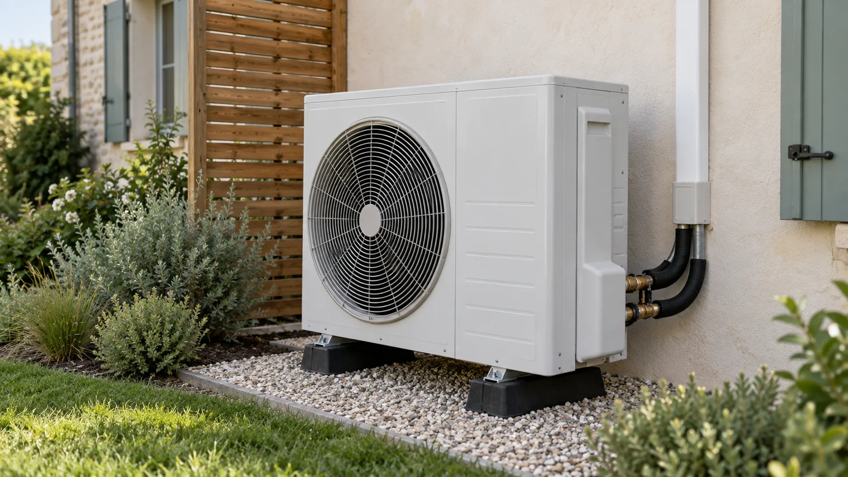 Pompe à chaleur air/eau installée devant une maison